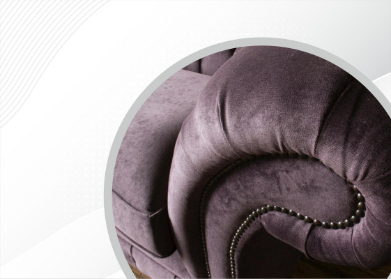 Chesterfield Canapé Polster Klassesch Lieder Textil 3-Sëtz Sofa Dräisëtzer