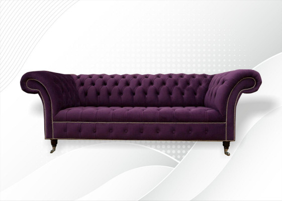 XXL Canapé 3-sëtz Couche Matelassé Chesterfield Sëtz Garnitur Textil Lieder