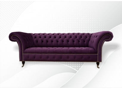 XXL Canapé 3-sëtz Couche Matelassé Chesterfield Sëtz Garnitur Textil Lieder