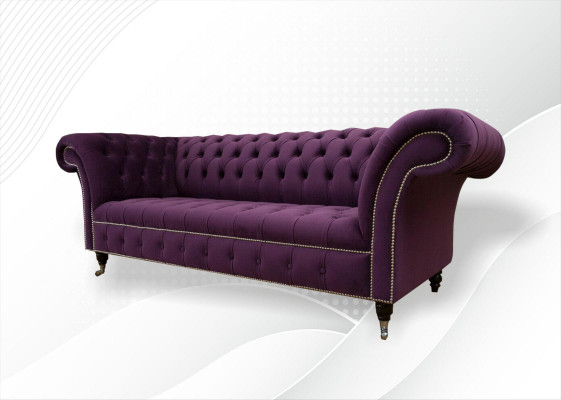 XXL Canapé 3-sëtz Couche Matelassé Chesterfield Sëtz Garnitur Textil Lieder