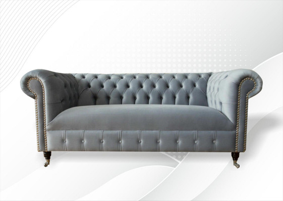Chesterfield Canapé Sofa Polster Stoff Lieder Textil Couchen Dekor Garnitur