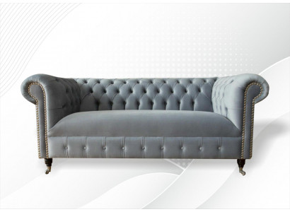 Chesterfield Canapé Sofa Polster Stoff Lieder Textil Couchen Dekor Garnitur
