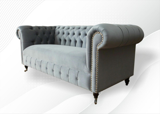 Chesterfield Canapé Sofa Polster Stoff Lieder Textil Couchen Dekor Garnitur
