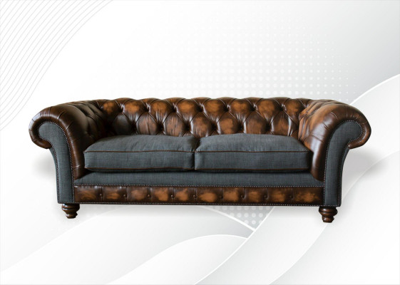 Dreesëtzer Canapé Polsterdesign Sofa 3er Sofas Zëmmer Braun 220cm