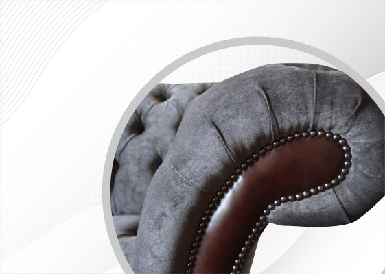 Chesterfield 3-Sëtzer Wunnzëmmer Canapé Sofa Polster Sëtz Textil Stoff