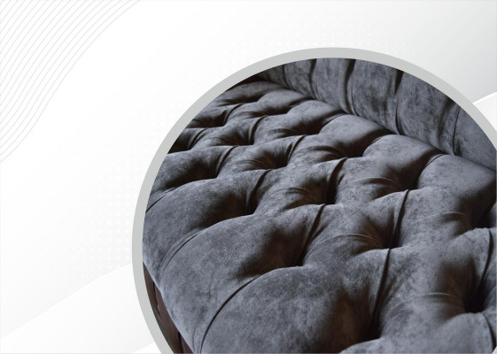 Chesterfield 3-Sëtzer Wunnzëmmer Canapé Sofa Polster Sëtz Textil Stoff