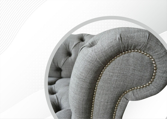Chesterfield 3 Sëtzer Designer Canapé Polstersolfa Couchen Stoff Textil