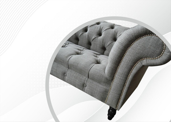 Chesterfield 3 Sëtzer Designer Canapé Polstersolfa Couchen Stoff Textil