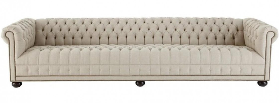 Crème Chesterfield Wunnzëmmer Véierplazeg-Design Canapé Sofa Miwwelen Stoff Sofasen