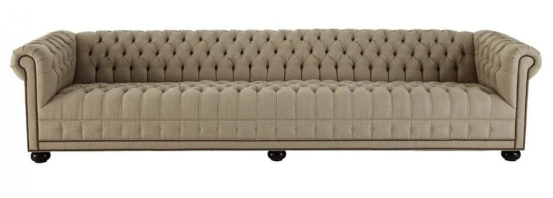 Crème Chesterfield Wunnzëmmer Véierplazeg-Design Canapé Sofa Miwwelen Stoff Sofasen