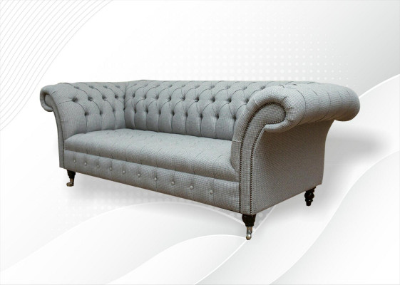 Chesterfield 3 Sëtz Designer Sofa Sofas Polster Couchen Stoff Textil