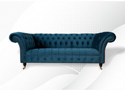 XXL grousse Sofa 3 Sëtzer Couch Chesterfield Polstersëtz Garnitur Stëff Textil