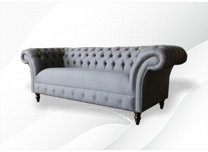 xxl grouss Sofa 3 Sëtzer Couch Chesterfield Polster Garnitur Sëtz Stoff Textil