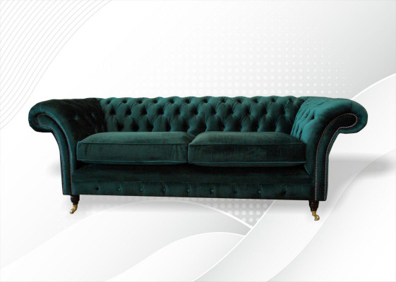 Klassesch Chesterfield Canapé Polstersofa Sofae Samt 3 Sëtzer Chester