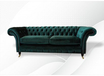 Klassesch Chesterfield Canapé Polstersofa Sofae Samt 3 Sëtzer Chester