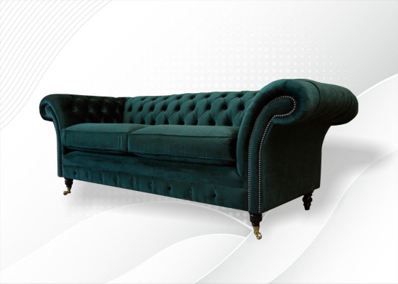 Klassesch Chesterfield Canapé Polstersofa Sofae Samt 3 Sëtzer Chester