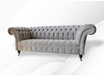 Sofa 3 Sëtzer Wunnlandschaft Sofas Polster Garnitur Stoff Chesterfield