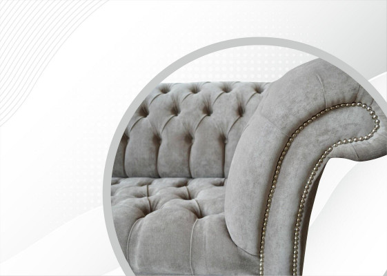 Sofa 3 Sëtzer Wunnlandschaft Sofas Polster Garnitur Stoff Chesterfield