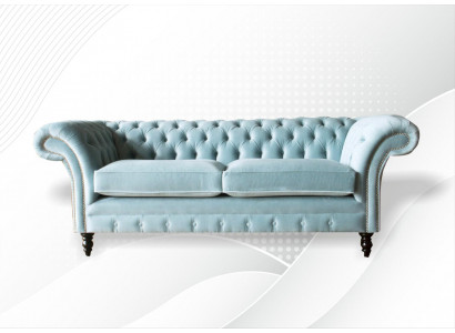Chesterfield Canapé Këssen Lieder Sofa 3 Sëtzen Klassesch Canapéen