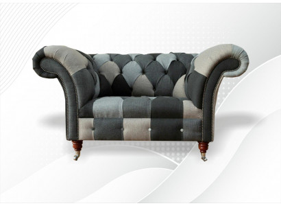 Chesterfield Design Canapé Stoff Sëtz 1.5 Sëtz Sofas Polster Lounge Club Nei
