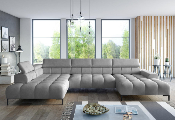 Eckcouch Stoff Sofa Couch Pouf Eck Sëtz Wohnlandschaft Eckgrupp U-Form Gro