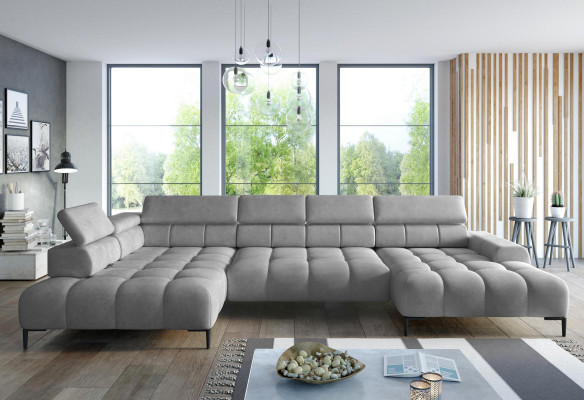 Eckcouch Stoff Sofa Couch Pouf Eck Sëtz Wohnlandschaft Eckgrupp U-Form Gro