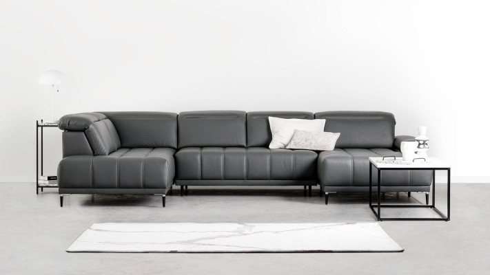 Polster Sofa Bettfunktioun Design Modern Ecksofa U-Form Sofa Wunnlandschaft Nei