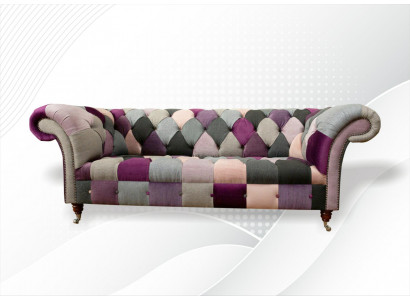 Chesterfield 3 Sëtzer Designer Miwwelen Nei Modern Design Textil Wunnzëmmer Couchen