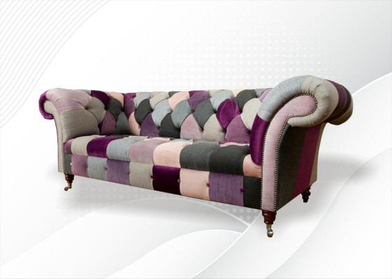 Chesterfield 3 Sëtzer Designer Miwwelen Nei Modern Design Textil Wunnzëmmer Couchen