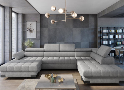 Wunnlandschaft Ecksofa Stoff U-Form Schlofffunktioun Canapé Design Polster Textil Eck