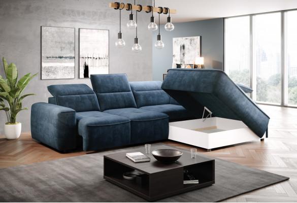 Ecksofa L-Form Stoff Luxus Design Wunnlandschaft Polstermëll Couche Couchen Miwwelen