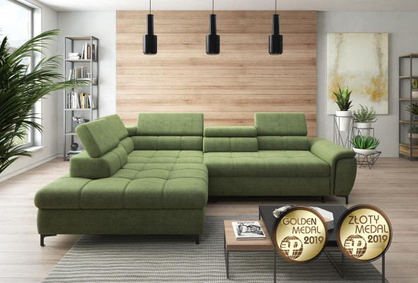 Eckcouch L-Form Sofa Couch Design Polster Schlofcouch Textil Bettfunktion Textil