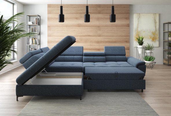 Eckcouch L-Form Sofa Couch Design Polster Schlofcouch Textil Bettfunktion Textil