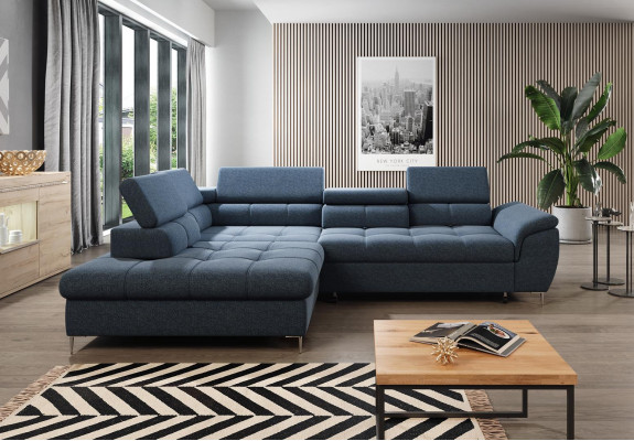 Schlofssofa Design Ecksofa L-Form Bettfunktioun Couch Textil Sofas Stoff Schlofzëmmer