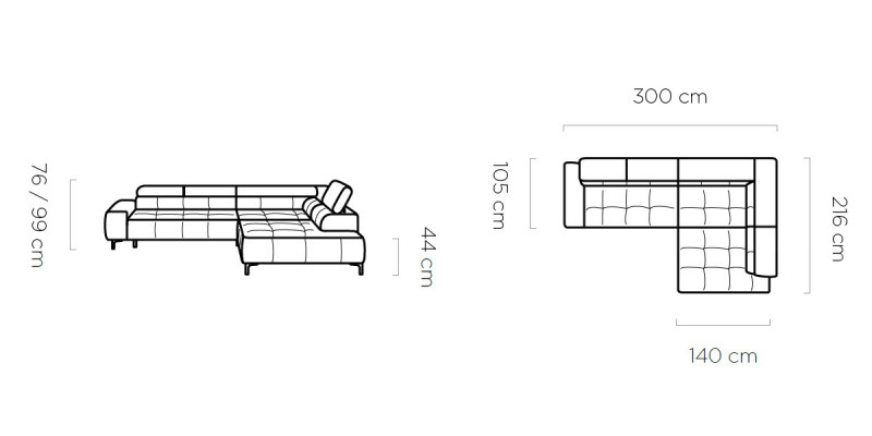 Eckcouch L-Form Canapé Wunnlandschaft Polster Multifunktion Design Modern Textil
