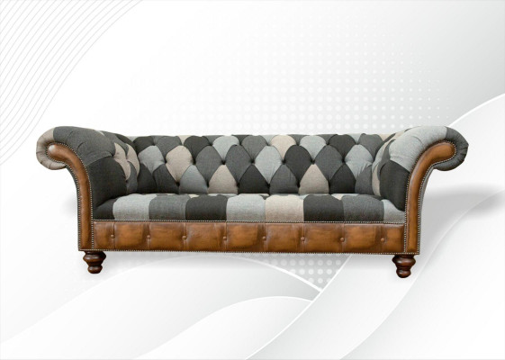 Chesterfield Méifaarweg 3 Sëtz Sofa Dräi Sëtzer Design Canapéë Polster Textil