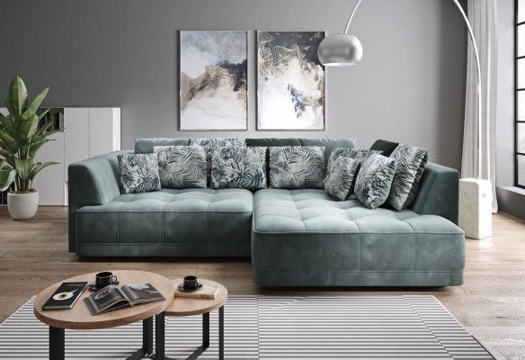 Ecksofa L Form Wunnlandschaft Canapé Ecksofa Polster Gréng L-Form Modernt Sofa