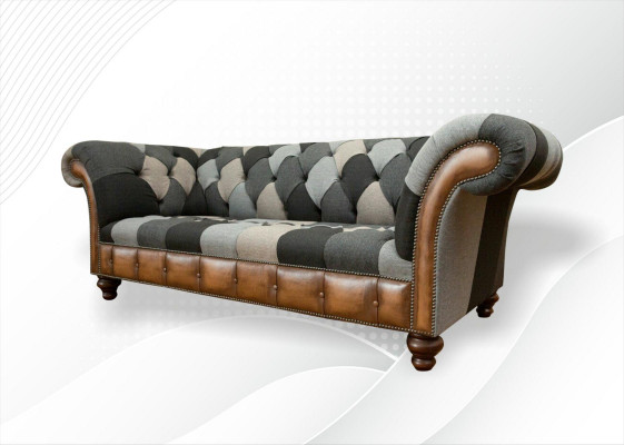 Chesterfield Méifaarweg 3 Sëtz Sofa Dräi Sëtzer Design Canapéë Polster Textil