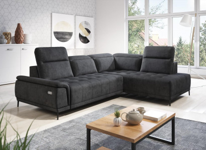 Automatesche Ecksofa L-Form Canapé Wunnlandschaft Garnitur Design Sofa Stoff