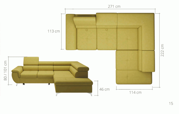 Stoff L-Form Canapé Wunnlandschaft Ecksofa Garnitur Dekor Modern Design Canapé