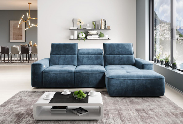 Multifunktionell Ecksofa Grommet L-Form Sofa Couch Design Canapé Polster Textil Modern.