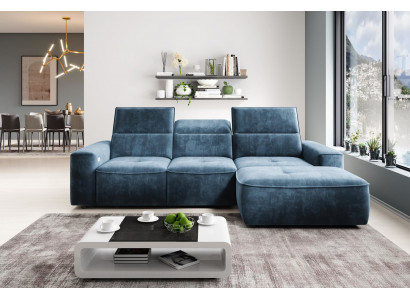 Multifunktionell Ecksofa Grommet L-Form Sofa Couch Design Canapé Polster Textil Modern.