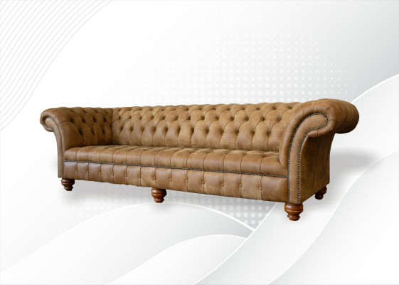 Chesterfield 4-Platzer Hellbrong Modern Design Canapéen Lieder Sofa Kreativ Miwwelen