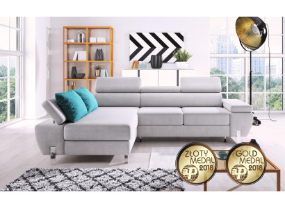Schlofzofa Design Ecksitzgarnitur L-Form Bettfunktioun Couch Textil Sofa Stoft Schlofzofa