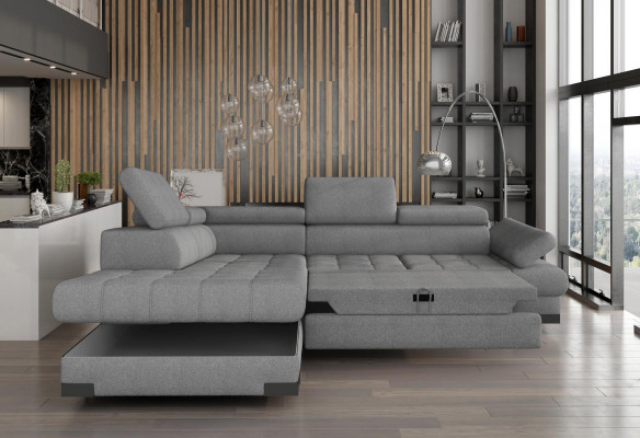 Gro L-Form Sofa Couch Polster Eck Wunnlandschaft Design Canapé Eckstoff Lieder