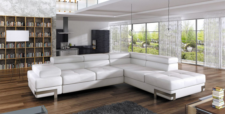 Sofa Schlafsofa Designer Sofa mat Bettfunktion + Bettkëscht Ecksofa Canapé NEI