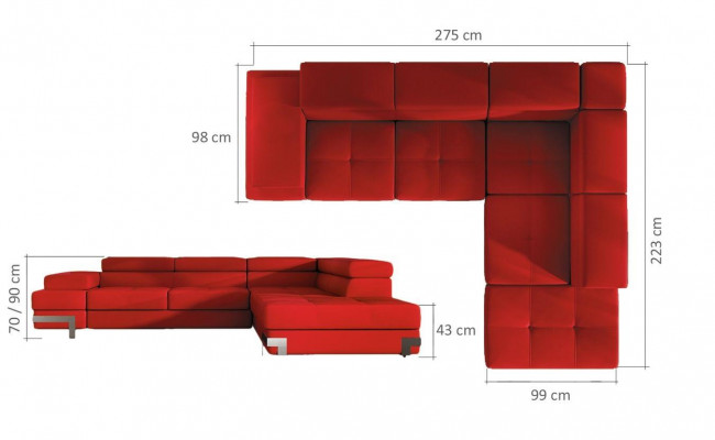 Sofa Schlafsofa Designer Sofa mat Bettfunktion + Bettkëscht Ecksofa Canapé NEI