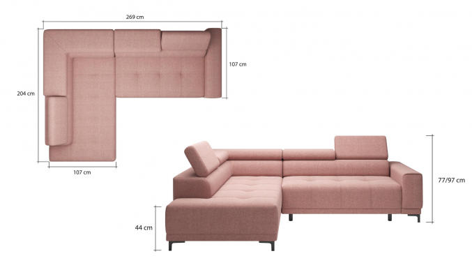 Canapéen Stoffcanapé Sofa Wohnlandschaft Canapé Sëtz Design Esk Eckcanapé L-Form Modern