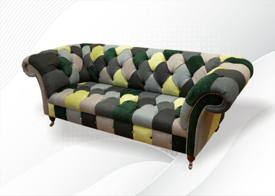 Chesterfield 3-Sëtz méi-faarweg Wunnzëmmer Design Canapé Sofa Designer Miwwelen