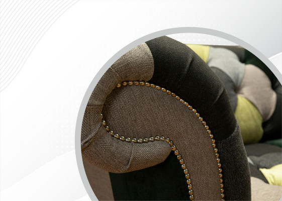 Chesterfield 3-Sëtz méi-faarweg Wunnzëmmer Design Canapé Sofa Designer Miwwelen